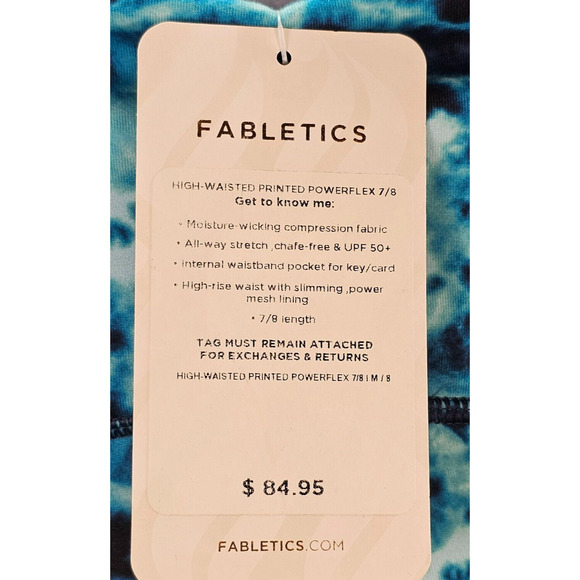 Fabletics Define Womens M Blue Powerflex 7/8 Leggings Tide Pool High Waist UPF50 - Picture 4 of 11